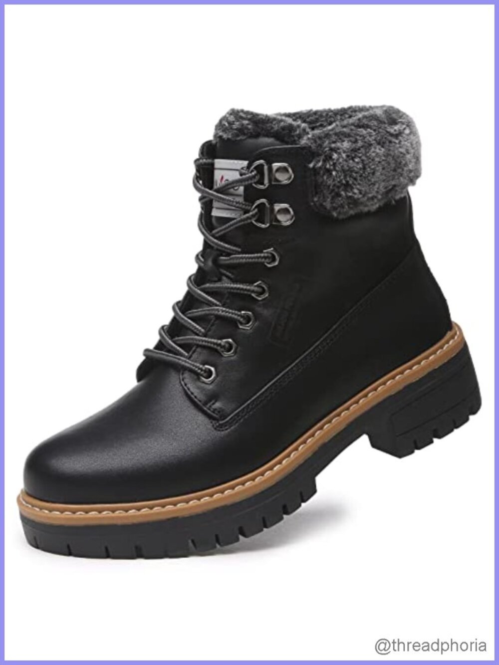 Winter Snow Boots Faux Fur Lined Water-Resistant Non-Slip Hiking Ankle Boots